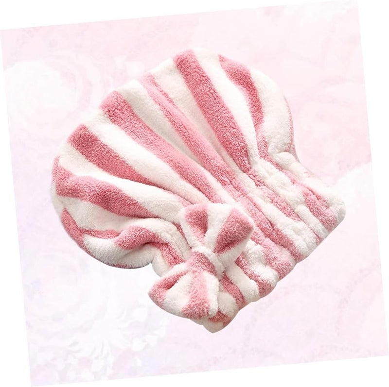 Pink Bowknot Hair Drying Cap Ultra Absorbent Water Resistant Headband Quick Dry Bathroom Use - Image 4